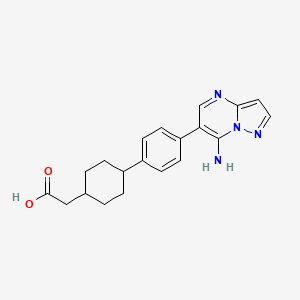 molecular formula C20H22N4O2 B605102 2-(反式-4-(4-(7-氨基吡唑并[1,5-a]嘧啶-6-基)苯基)环己基)乙酸 CAS No. 1031336-60-3