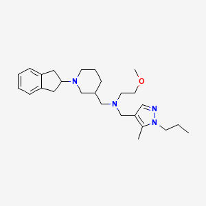 molecular formula C26H40N4O B6051025 N-{[1-(2,3-dihydro-1H-inden-2-yl)-3-piperidinyl]methyl}-2-methoxy-N-[(5-methyl-1-propyl-1H-pyrazol-4-yl)methyl]ethanamine 