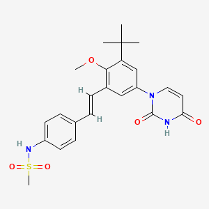 molecular formula C24H27N3O5S B605103 (E)-N-(4-(3-(tert-Butyl)-5-(2,4-dioxo-3,4-dihydropyrimidin-1(2H)-yl)-2-methoxystyryl)phenyl)methanesulfonamide CAS No. 1132936-00-5