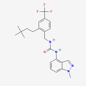 molecular formula C23H27F3N4O B605104 脲, N-[[2-(3,3-二甲基丁基)-4-(三氟甲基)苯基]甲基]-N'-(1-甲基-1H-吲唑-4-基)- CAS No. 1008529-42-7