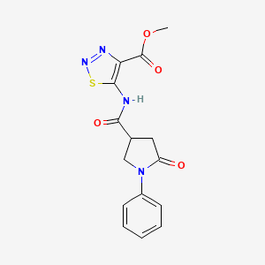 molecular formula C15H14N4O4S B6051049 methyl 5-{[(5-oxo-1-phenyl-3-pyrrolidinyl)carbonyl]amino}-1,2,3-thiadiazole-4-carboxylate 