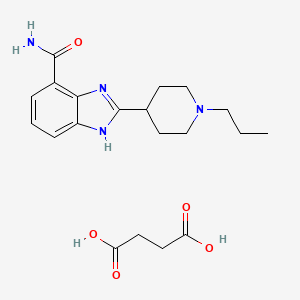 molecular formula C20H28N4O5 B605106 2-(1-Propylpiperidin-4-yl)-1H-benzo[d]imidazole-7-carboxamide succinate CAS No. 943650-25-7