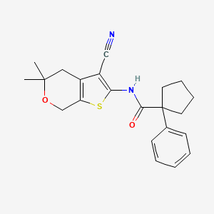 molecular formula C22H24N2O2S B6051063 N-(3-cyano-5,5-dimethyl-4,7-dihydro-5H-thieno[2,3-c]pyran-2-yl)-1-phenylcyclopentanecarboxamide 