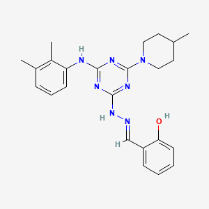 2-hydroxybenzaldehyde [4-[(2,3-dimethylphenyl)amino]-6-(4-methyl-1-piperidinyl)-1,3,5-triazin-2-yl]hydrazone
