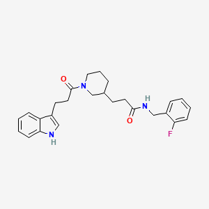 molecular formula C26H30FN3O2 B6051095 N-(2-fluorobenzyl)-3-{1-[3-(1H-indol-3-yl)propanoyl]-3-piperidinyl}propanamide 