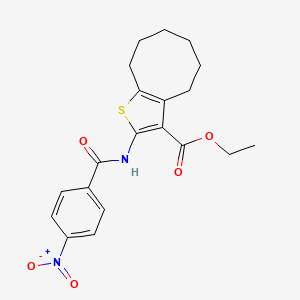 molecular formula C20H22N2O5S B6051138 ethyl 2-[(4-nitrobenzoyl)amino]-4,5,6,7,8,9-hexahydrocycloocta[b]thiophene-3-carboxylate 