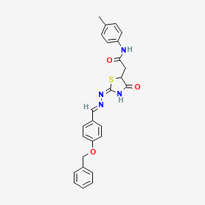 molecular formula C26H24N4O3S B6051159 2-(2-{[4-(benzyloxy)benzylidene]hydrazono}-4-oxo-1,3-thiazolidin-5-yl)-N-(4-methylphenyl)acetamide 