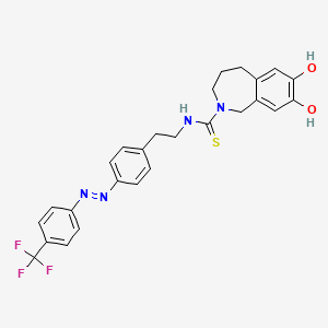 molecular formula C26H25F3N4O2S B605117 1,3,4,5-Tetrahydro-7,8-dihydroxy-N-[2-[4-[2-[4-(trifluoromethyl)phenyl]diazenyl]phenyl]ethyl]-2H-2-benzazepine-2-carbothioamide CAS No. 1459809-09-6
