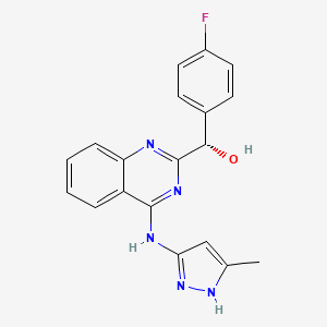 molecular formula C19H16FN5O B605118 (S)-(4-氟苯基)(4-((5-甲基-1H-吡唑-3-基)氨基)喹唑啉-2-基)甲醇 CAS No. 1361415-84-0