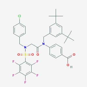 B605119 4-[[2-[(4-Chlorophenyl)methyl-(2,3,4,5,6-pentafluorophenyl)sulfonylamino]acetyl]-[(3,5-ditert-butylphenyl)methyl]amino]benzoic acid CAS No. 1834571-82-2