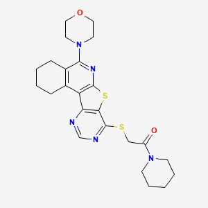 molecular formula C24H29N5O2S2 B6051231 5-(4-morpholinyl)-8-{[2-oxo-2-(1-piperidinyl)ethyl]thio}-1,2,3,4-tetrahydropyrimido[4',5':4,5]thieno[2,3-c]isoquinoline 