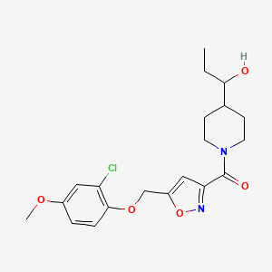 molecular formula C20H25ClN2O5 B6051259 1-[1-({5-[(2-chloro-4-methoxyphenoxy)methyl]-3-isoxazolyl}carbonyl)-4-piperidinyl]-1-propanol 