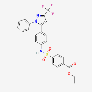 molecular formula C25H20F3N3O4S B6051282 ethyl 4-[({4-[1-phenyl-3-(trifluoromethyl)-1H-pyrazol-5-yl]phenyl}amino)sulfonyl]benzoate 