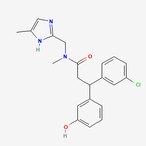 molecular formula C21H22ClN3O2 B6051324 3-(3-chlorophenyl)-3-(3-hydroxyphenyl)-N-methyl-N-[(4-methyl-1H-imidazol-2-yl)methyl]propanamide 