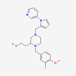 molecular formula C25H32N4O2 B6051332 2-(1-(4-methoxy-3-methylbenzyl)-4-{[1-(3-pyridinyl)-1H-pyrrol-2-yl]methyl}-2-piperazinyl)ethanol 