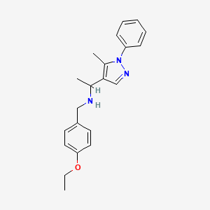 molecular formula C21H25N3O B6051347 (4-ethoxybenzyl)[1-(5-methyl-1-phenyl-1H-pyrazol-4-yl)ethyl]amine 