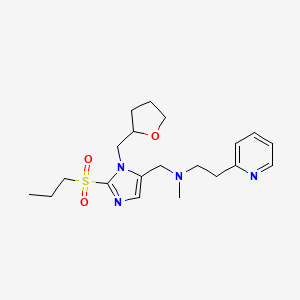 molecular formula C20H30N4O3S B6051358 N-methyl-N-{[2-(propylsulfonyl)-1-(tetrahydro-2-furanylmethyl)-1H-imidazol-5-yl]methyl}-2-(2-pyridinyl)ethanamine 