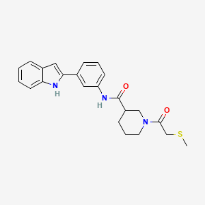 N-[3-(1H-indol-2-yl)phenyl]-1-[(methylthio)acetyl]-3-piperidinecarboxamide