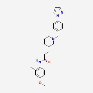molecular formula C26H32N4O2 B6051454 N-(4-methoxy-2-methylphenyl)-3-{1-[4-(1H-pyrazol-1-yl)benzyl]-3-piperidinyl}propanamide 
