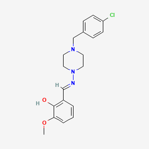 molecular formula C19H22ClN3O2 B6051524 2-({[4-(4-chlorobenzyl)-1-piperazinyl]imino}methyl)-6-methoxyphenol 