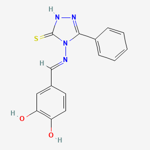 molecular formula C15H12N4O2S B6051588 4-{[(3-mercapto-5-phenyl-4H-1,2,4-triazol-4-yl)imino]methyl}-1,2-benzenediol 