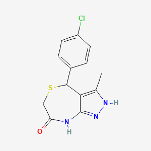 molecular formula C13H12ClN3OS B6051590 4-(4-chlorophenyl)-3-methyl-4,8-dihydro-1H-pyrazolo[3,4-e][1,4]thiazepin-7(6H)-one 