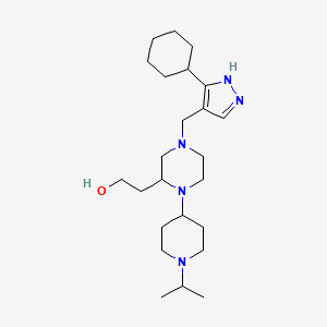 molecular formula C24H43N5O B6051614 2-[4-[(3-cyclohexyl-1H-pyrazol-4-yl)methyl]-1-(1-isopropyl-4-piperidinyl)-2-piperazinyl]ethanol 