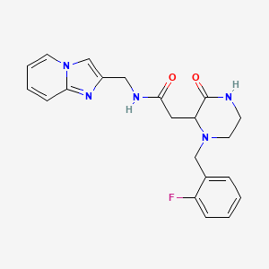 molecular formula C21H22FN5O2 B6051627 2-[1-(2-fluorobenzyl)-3-oxo-2-piperazinyl]-N-(imidazo[1,2-a]pyridin-2-ylmethyl)acetamide 