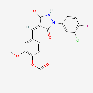 4-{[1-(3-chloro-4-fluorophenyl)-3,5-dioxo-4-pyrazolidinylidene]methyl}-2-methoxyphenyl acetate