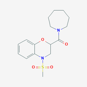 molecular formula C16H22N2O4S B6051647 2-(1-azepanylcarbonyl)-4-(methylsulfonyl)-3,4-dihydro-2H-1,4-benzoxazine 