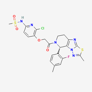 N-[6-chloro-5-[2-[(12S)-12-(2-fluoro-4-methylphenyl)-4-methyl-5-thia-2,3,7,11-tetrazatricyclo[6.4.0.02,6]dodeca-1(8),3,6-trien-11-yl]-2-oxoethoxy]pyridin-2-yl]methanesulfonamide