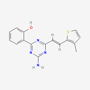 molecular formula C16H14N4OS B6051681 2-{4-amino-6-[(E)-2-(3-methyl-2-thienyl)vinyl]-1,3,5-triazin-2-yl}phenol 