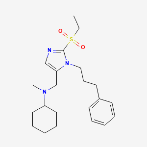 molecular formula C22H33N3O2S B6051687 N-{[2-(ethylsulfonyl)-1-(3-phenylpropyl)-1H-imidazol-5-yl]methyl}-N-methylcyclohexanamine 