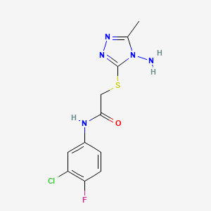 molecular formula C11H11ClFN5OS B6051691 2-[(4-amino-5-methyl-4H-1,2,4-triazol-3-yl)thio]-N-(3-chloro-4-fluorophenyl)acetamide 