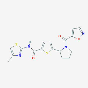 molecular formula C17H16N4O3S2 B6051699 5-[1-(5-isoxazolylcarbonyl)-2-pyrrolidinyl]-N-(4-methyl-1,3-thiazol-2-yl)-2-thiophenecarboxamide 