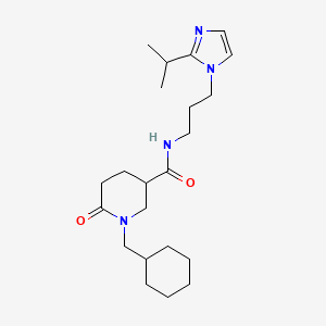 molecular formula C22H36N4O2 B6051701 1-(cyclohexylmethyl)-N-[3-(2-isopropyl-1H-imidazol-1-yl)propyl]-6-oxo-3-piperidinecarboxamide 