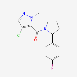 molecular formula C15H15ClFN3O B6051705 4-chloro-5-{[2-(4-fluorophenyl)-1-pyrrolidinyl]carbonyl}-1-methyl-1H-pyrazole 