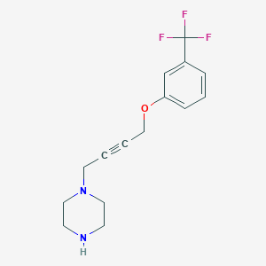 molecular formula C15H17F3N2O B6051716 1-{4-[3-(trifluoromethyl)phenoxy]-2-butyn-1-yl}piperazine 