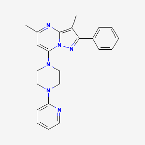 molecular formula C23H24N6 B6051745 3,5-dimethyl-2-phenyl-7-[4-(2-pyridinyl)-1-piperazinyl]pyrazolo[1,5-a]pyrimidine 