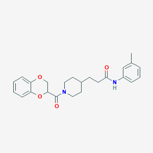 molecular formula C24H28N2O4 B6051788 3-[1-(2,3-dihydro-1,4-benzodioxin-2-ylcarbonyl)-4-piperidinyl]-N-(3-methylphenyl)propanamide 