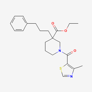 molecular formula C22H28N2O3S B6051803 ethyl 1-[(4-methyl-1,3-thiazol-5-yl)carbonyl]-3-(3-phenylpropyl)-3-piperidinecarboxylate 