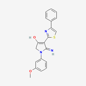 molecular formula C20H17N3O2S B6051809 5-amino-1-(3-methoxyphenyl)-4-(4-phenyl-1,3-thiazol-2-yl)-1,2-dihydro-3H-pyrrol-3-one 