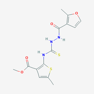 molecular formula C14H15N3O4S2 B6051826 methyl 5-methyl-2-({[2-(2-methyl-3-furoyl)hydrazino]carbonothioyl}amino)-3-thiophenecarboxylate 