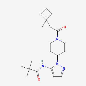 molecular formula C20H30N4O2 B6051835 2,2-dimethyl-N-{1-[1-(spiro[2.3]hex-1-ylcarbonyl)-4-piperidinyl]-1H-pyrazol-5-yl}propanamide 