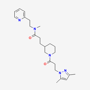 molecular formula C24H35N5O2 B6051852 3-{1-[3-(3,5-dimethyl-1H-pyrazol-1-yl)propanoyl]-3-piperidinyl}-N-methyl-N-[2-(2-pyridinyl)ethyl]propanamide 