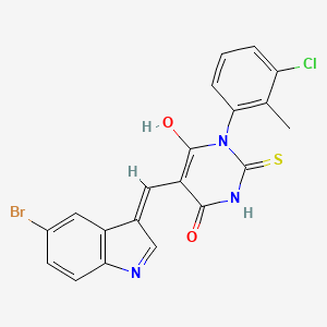 molecular formula C20H13BrClN3O2S B6051896 5-[(5-bromo-1H-indol-3-yl)methylene]-1-(3-chloro-2-methylphenyl)-2-thioxodihydro-4,6(1H,5H)-pyrimidinedione 