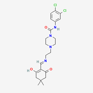 molecular formula C22H28Cl2N4O3 B6051910 N-(3,4-dichlorophenyl)-4-(2-{[(4,4-dimethyl-2,6-dioxocyclohexylidene)methyl]amino}ethyl)-1-piperazinecarboxamide 