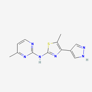 molecular formula C12H12N6S B605196 5-methyl-N-(4-methylpyrimidin-2-yl)-4-(1H-pyrazol-4-yl)thiazol-2-amine CAS No. 1235318-89-4