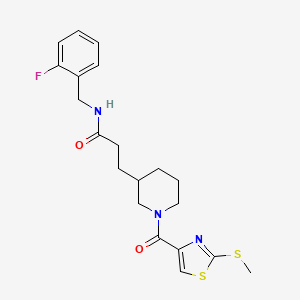 molecular formula C20H24FN3O2S2 B6051975 N-(2-fluorobenzyl)-3-(1-{[2-(methylthio)-1,3-thiazol-4-yl]carbonyl}-3-piperidinyl)propanamide 