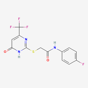 N-(4-fluorophenyl)-2-{[6-oxo-4-(trifluoromethyl)-1,6-dihydro-2-pyrimidinyl]thio}acetamide